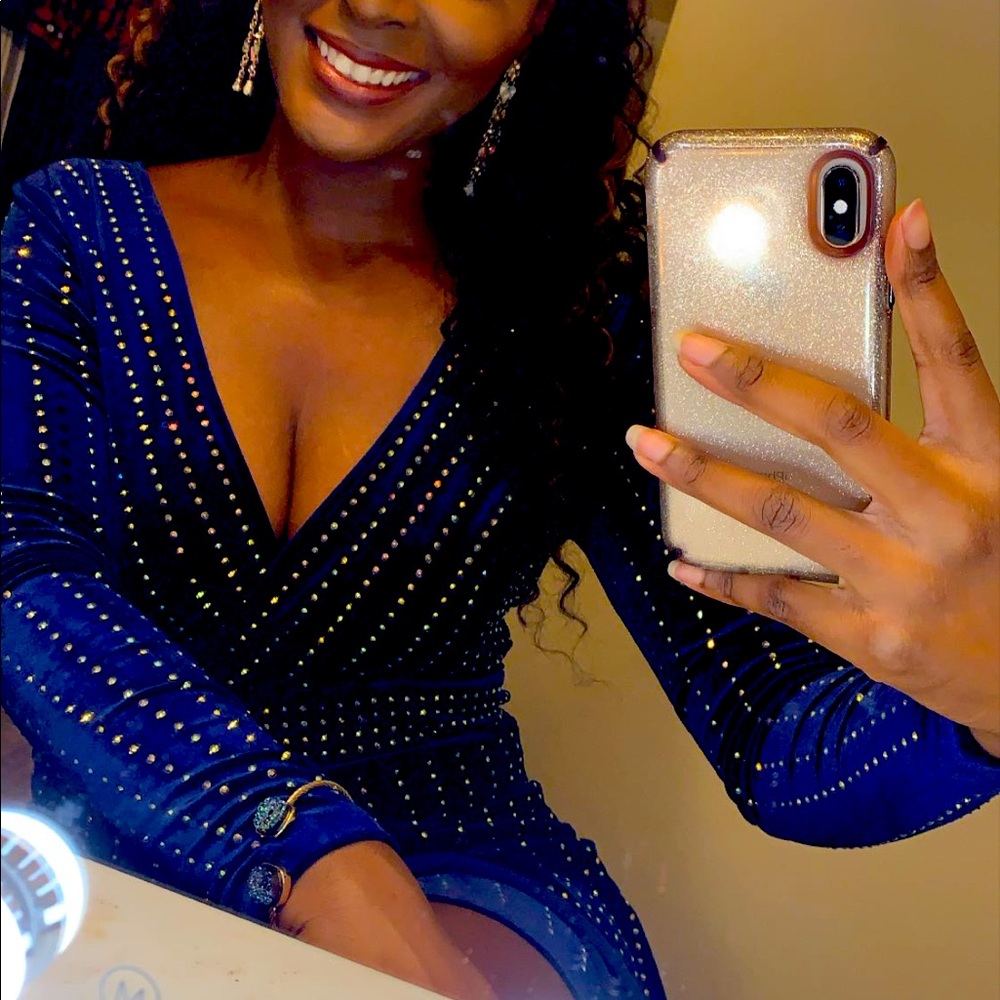 Royal blue dress with small stones